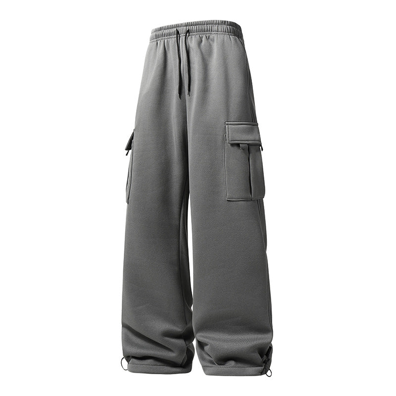 Men's Wide Cargo Jogging Pants with Thermofleece, Drawstring Waistband & Adjustable Leg Openings Mune Fashion