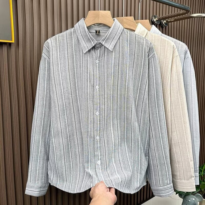 Men's Elegant Striped Long Sleeve Shirt Mune Fashion