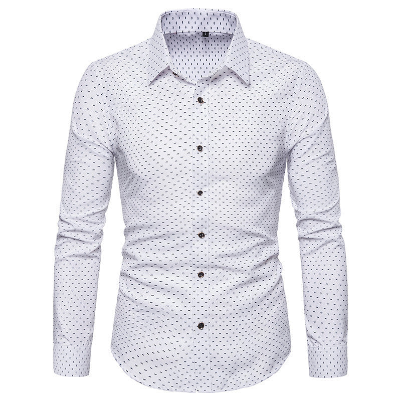 Men's patterned tailored long-sleeve shirt with Kent collar and stretch Mune Fashion