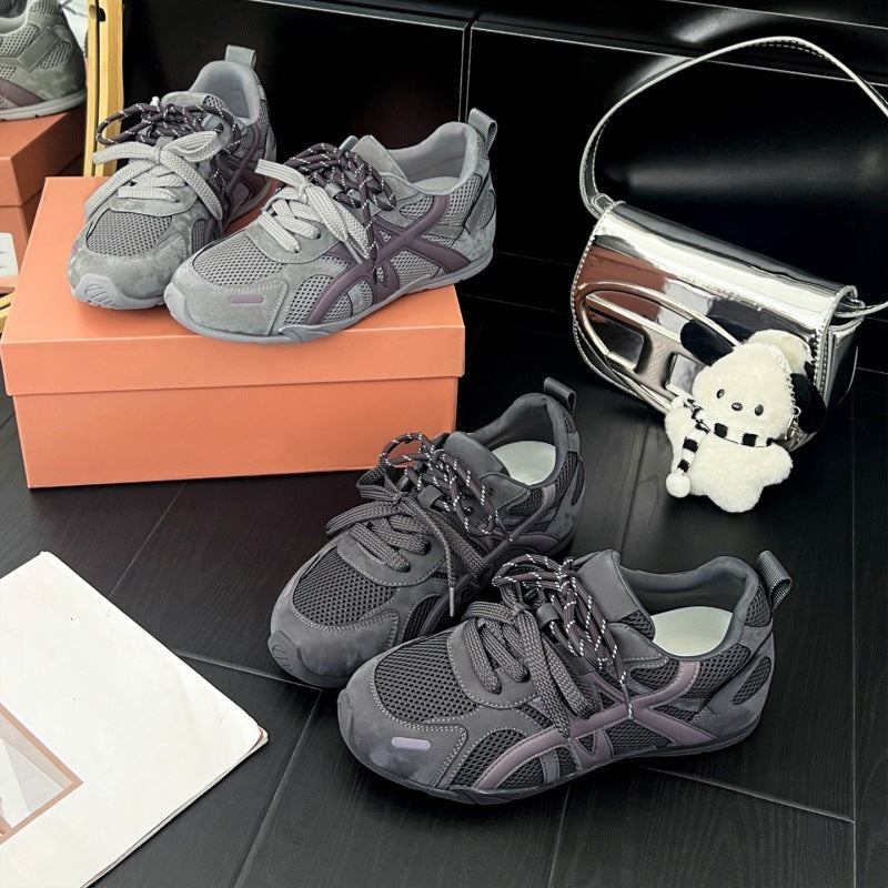 Women's Athletic Sneakers with Breathable Mesh Inserts and Stable Sole Mune Fashion