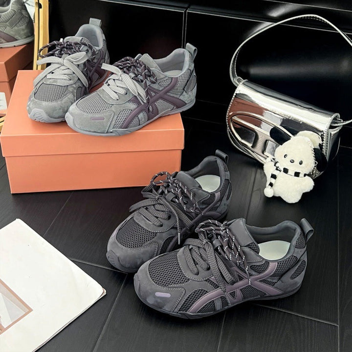 Women's Athletic Sneakers with Breathable Mesh Inserts and Stable Sole Mune Fashion