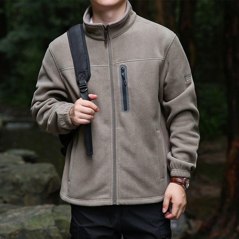 Men's fleece outdoor jacket with full zip, high collar, and water-repellent zip pocket Mune Fashion