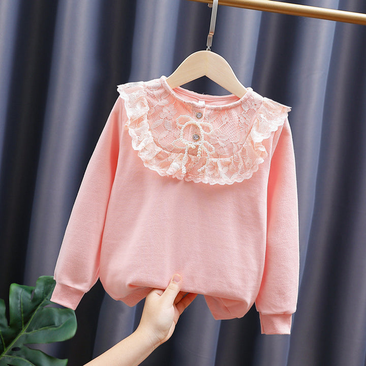 Girl sweatshirt with romantic lace collar Mune Fashion