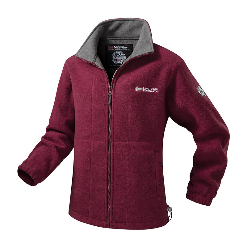 Men's Robust Trekking Fleece Jacket with High Stand-Up Collar, Full-Length Zipper & Practical Side Pockets Mune Fashion