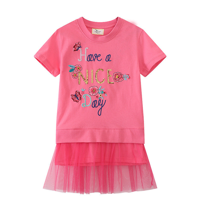 Girls T-Shirt dress with charming tulle underskirt Mune Fashion