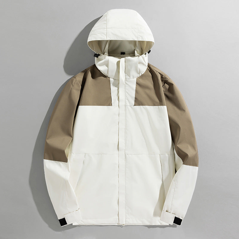 Men's three-layer shell jacket with welded seams adjustable hood and windproof front Mune Fashion
