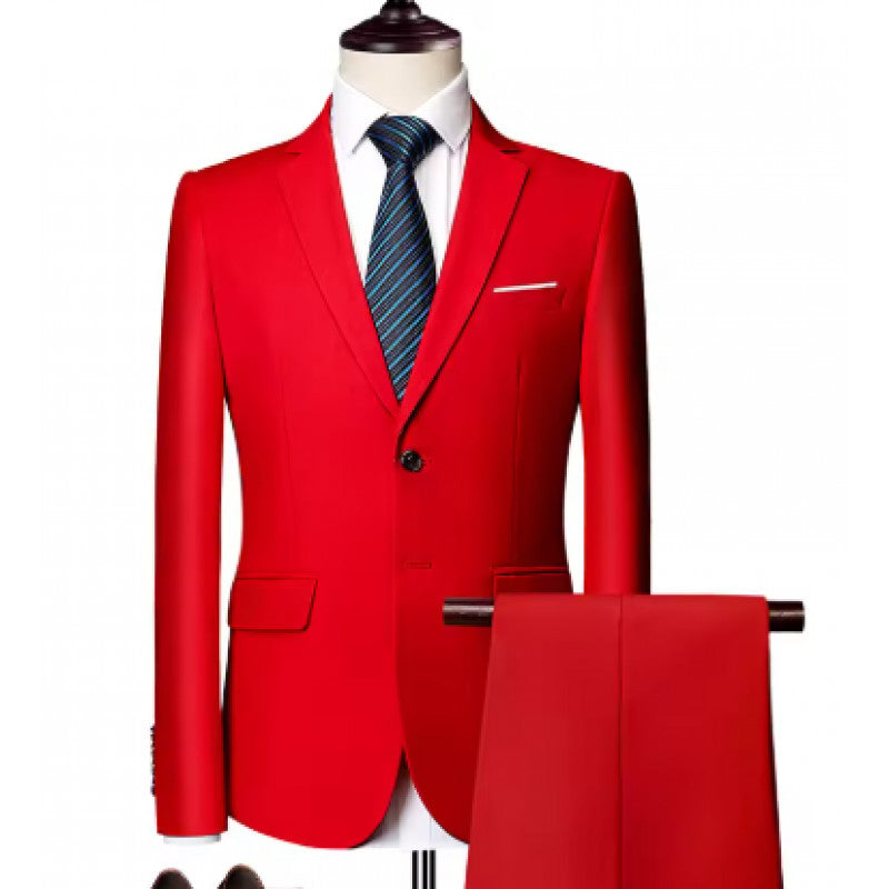 Men's Tailored Two-Piece Suit with Slim Lapel and One-Button Closure Mune Fashion