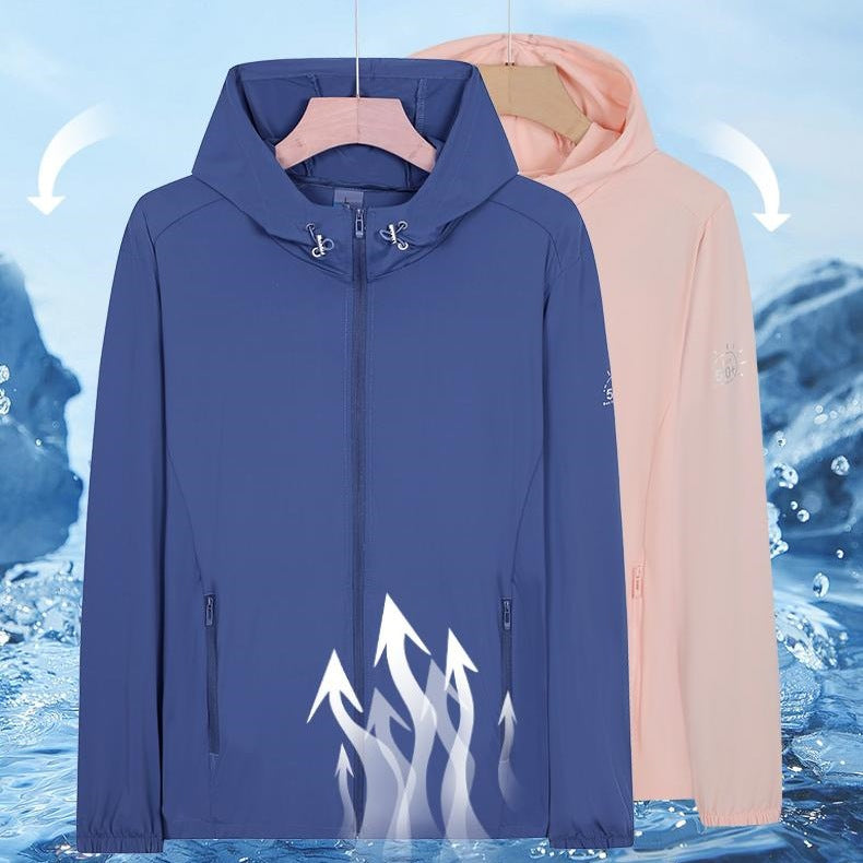 Unisex Lightweight wind and water-repellent hooded transitional jacket with full zipper, zippered pockets & elastic cuffs Mune Fashion