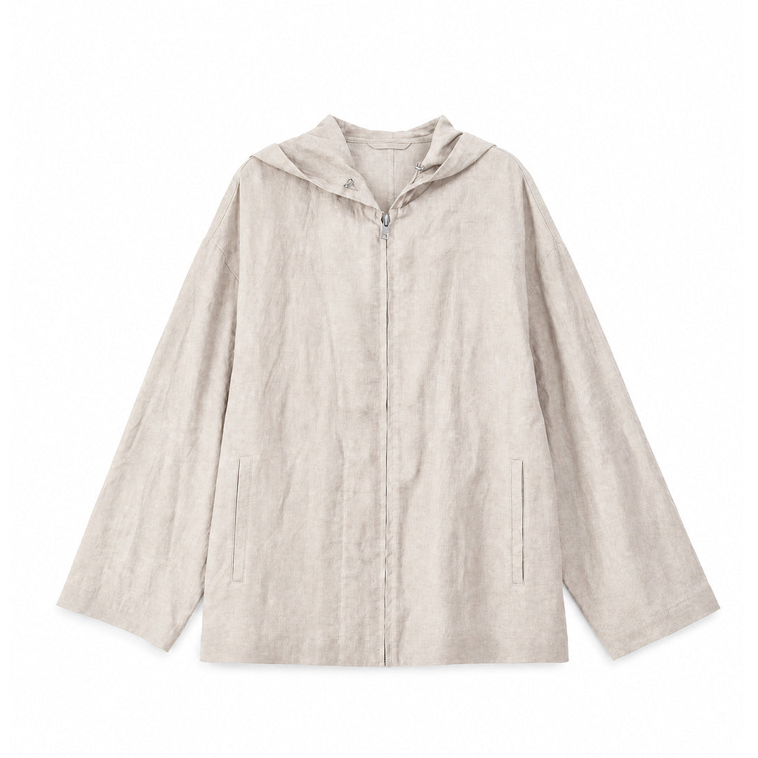 Damen Leichte Kapuzenjacke aus Leinen Mune Fashion