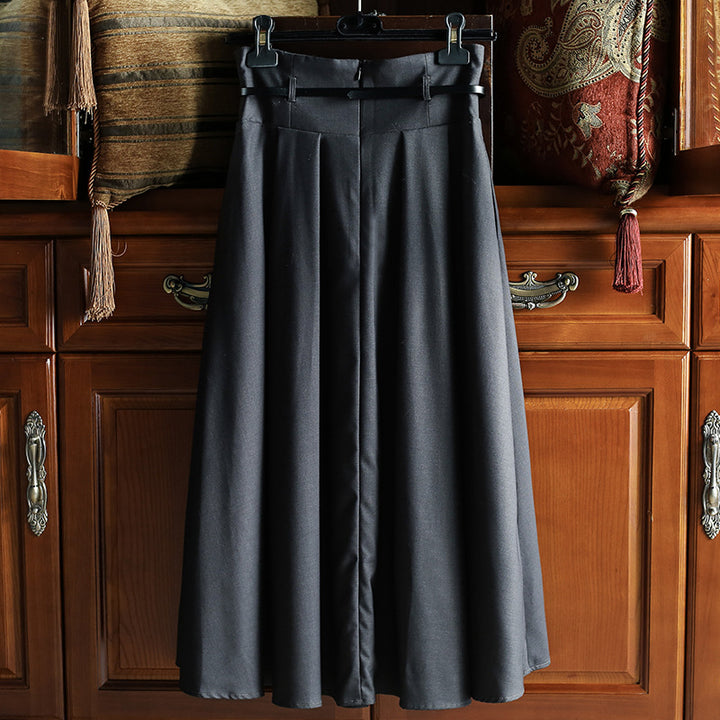Ladies Elegant, Swinging Midi Skirt with Waist Belt Mune Fashion