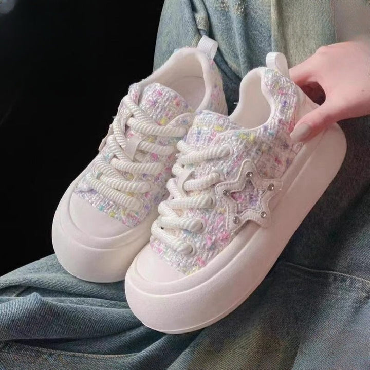 Ladies Elegant and Comfortable Sneakers with Glittering Star Detail Mune Fashion
