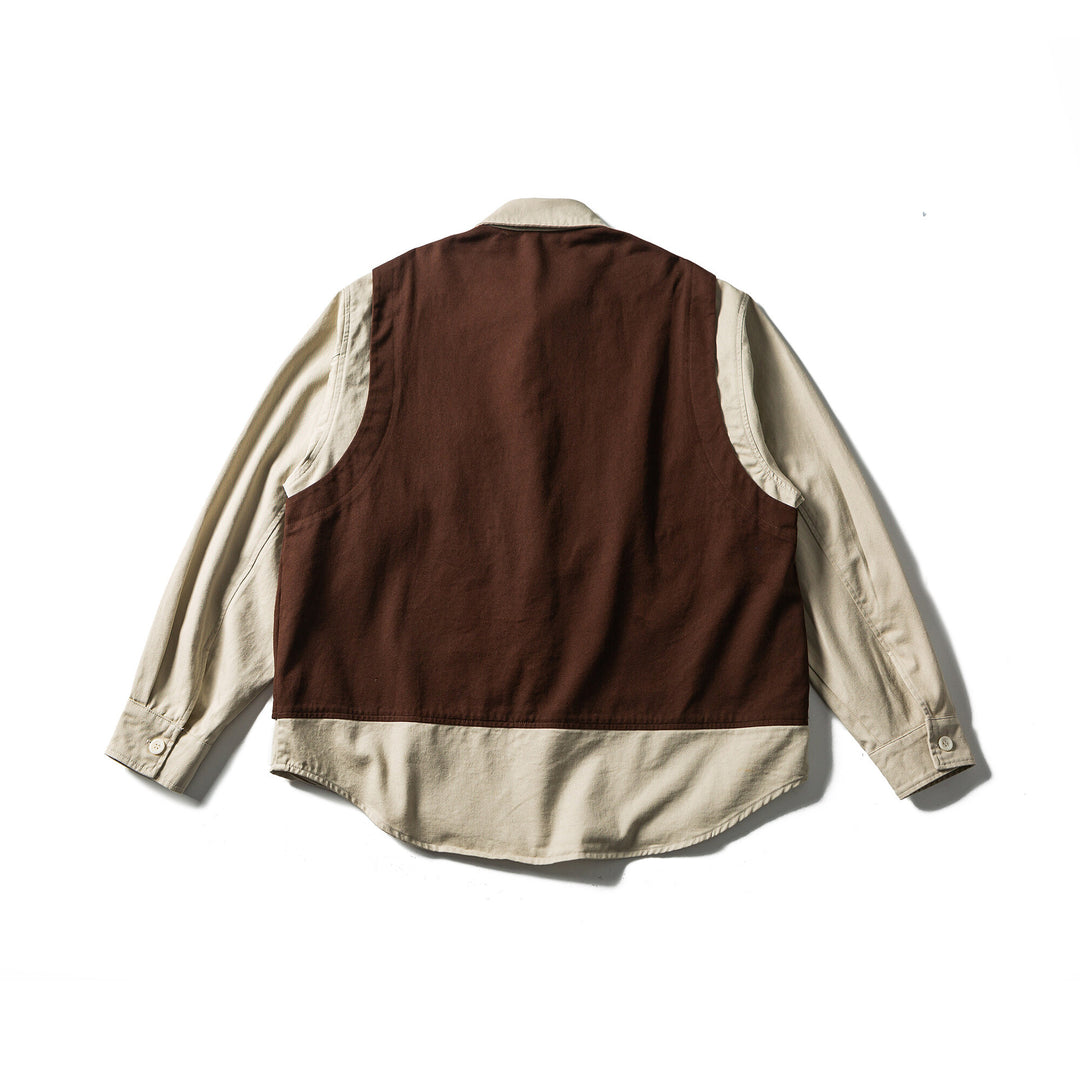 Men's utility vest with multifunctional pockets, half zip and integrated shirt layer Mune Fashion