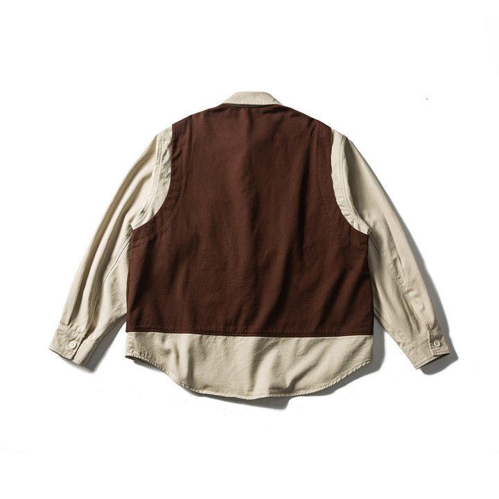 Men's utility vest with multifunctional pockets, half zip and integrated shirt layer Mune Fashion