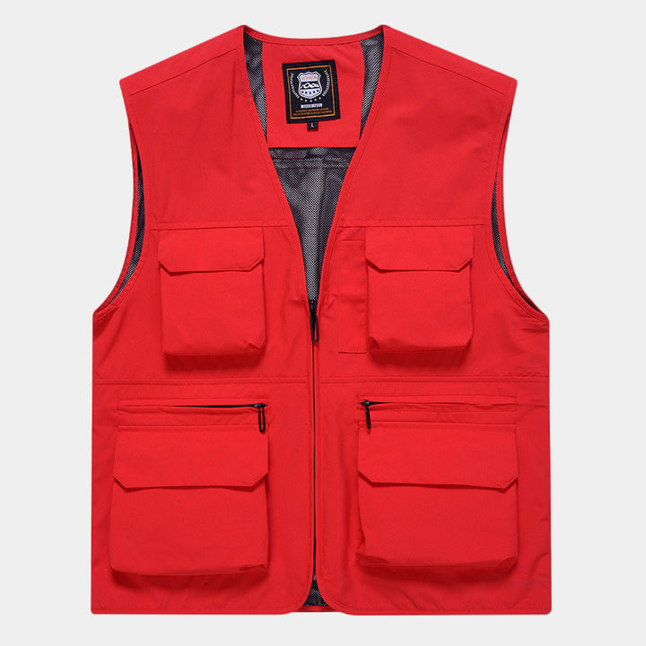 Men's Multifunctional Utility Vest with Mesh Lining and Multiple Front Pockets Mune Fashion