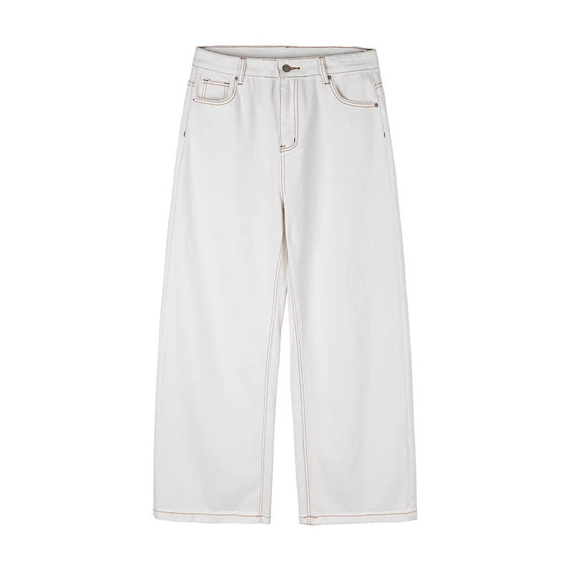 Women's Wide High-Waist Culotte Jeans with Visible Contrast Seams Mune Fashion