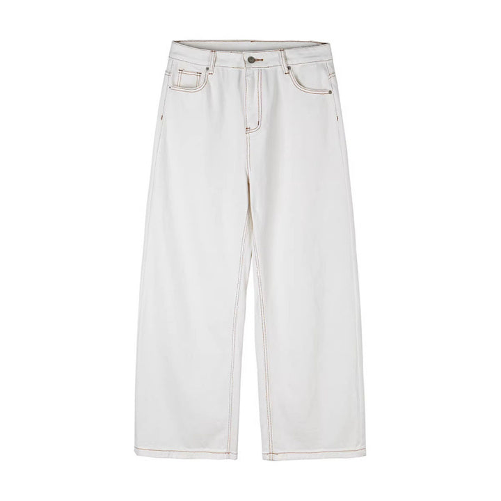 Women's Wide High-Waist Culotte Jeans with Visible Contrast Seams Mune Fashion