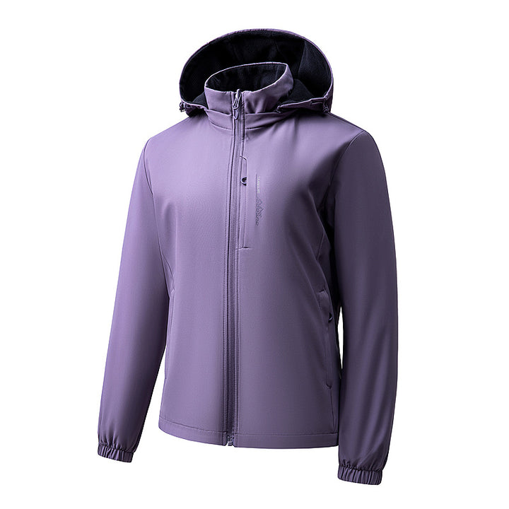 Women's lightweight waterproof softshell jacket with hood and chest zipper pocket Mune Fashion