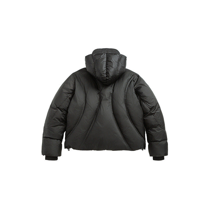 Unisex Short padded puffer jacket with high closing collar, voluminous hood and zippered pockets Mune Fashion