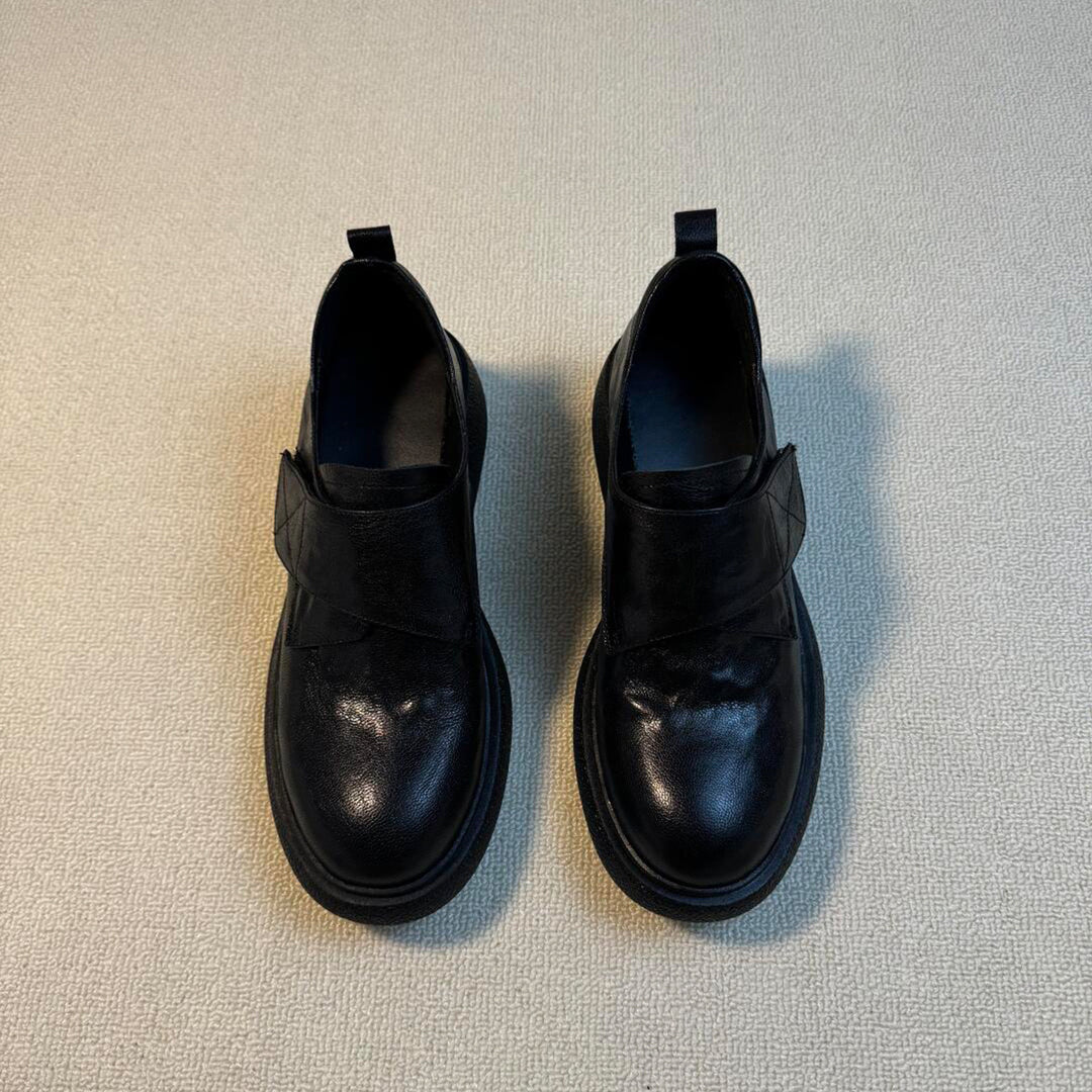 Ladies Chunky Loafer with Platform Block Heel and Adjustable Hook and Loop Strap Mune Fashion