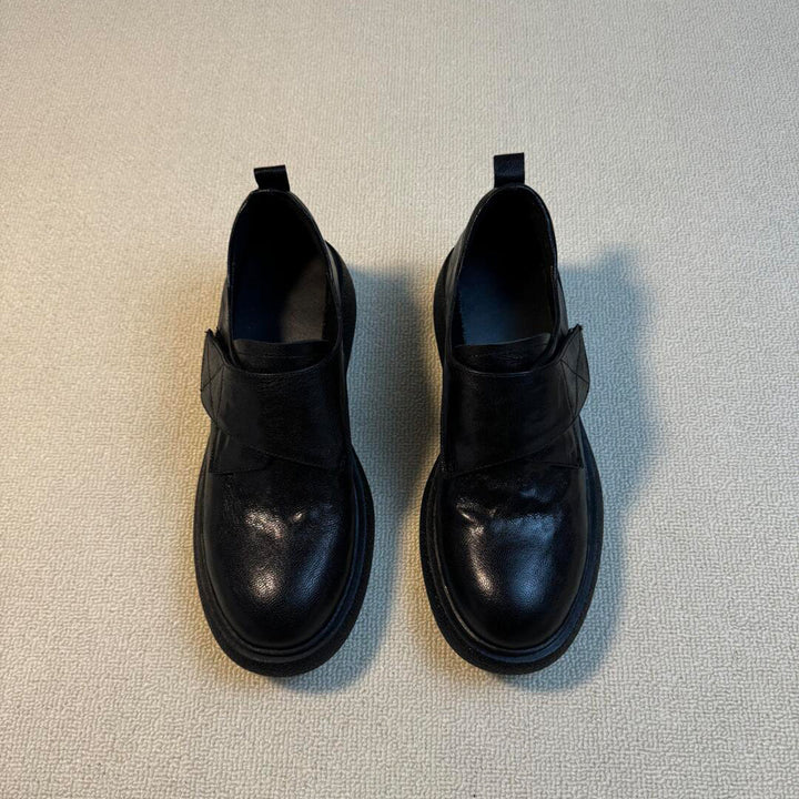 Ladies Chunky Loafer with Platform Block Heel and Adjustable Hook and Loop Strap Mune Fashion