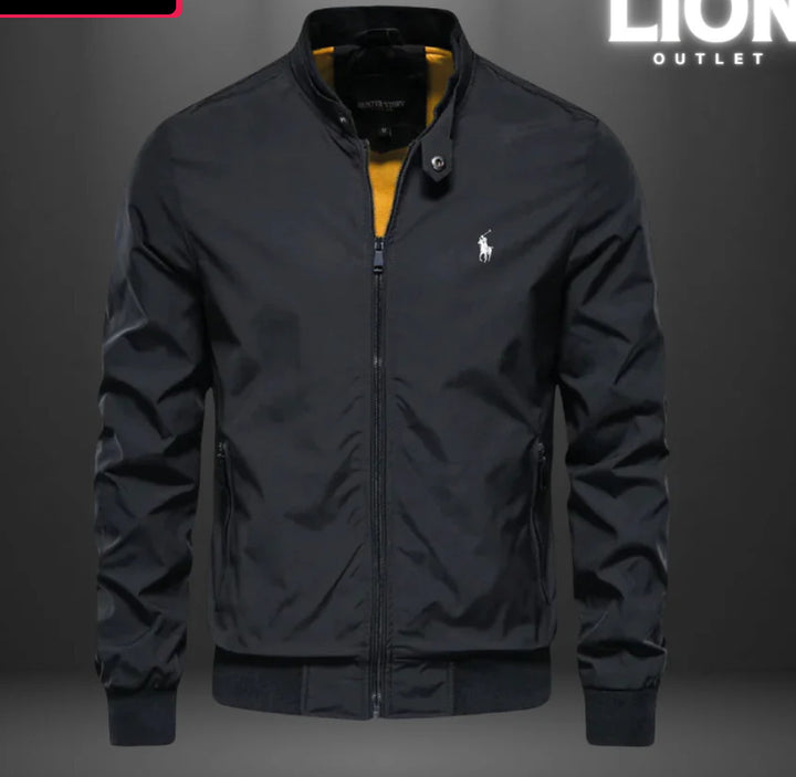 Men's aviator-inspired windbreaker bomber jacket with stand collar and mesh lining Mune Fashion