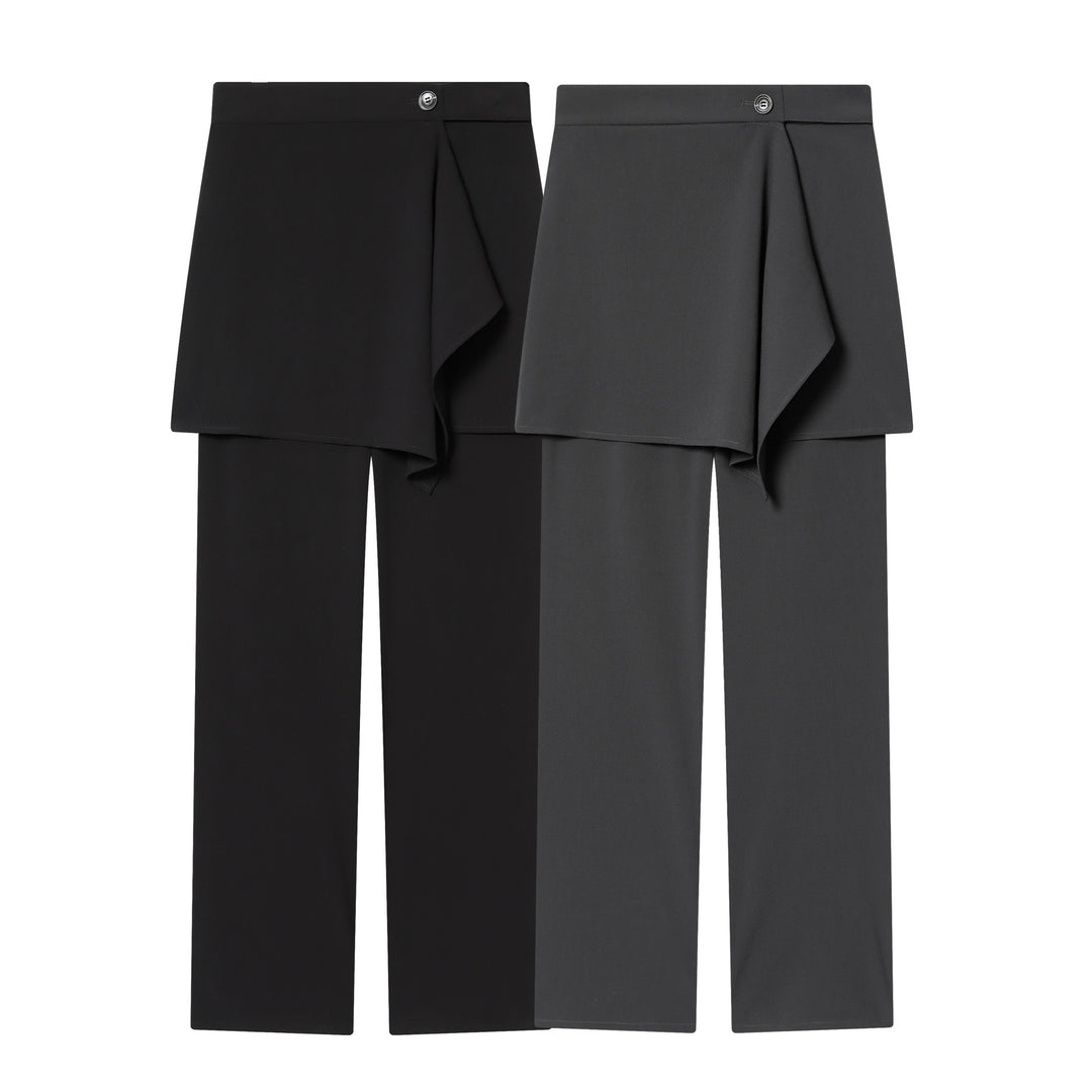 Women's nan Highwaist pants with wide leg and asymmetrical wrap skirt overlay Mune Fashion