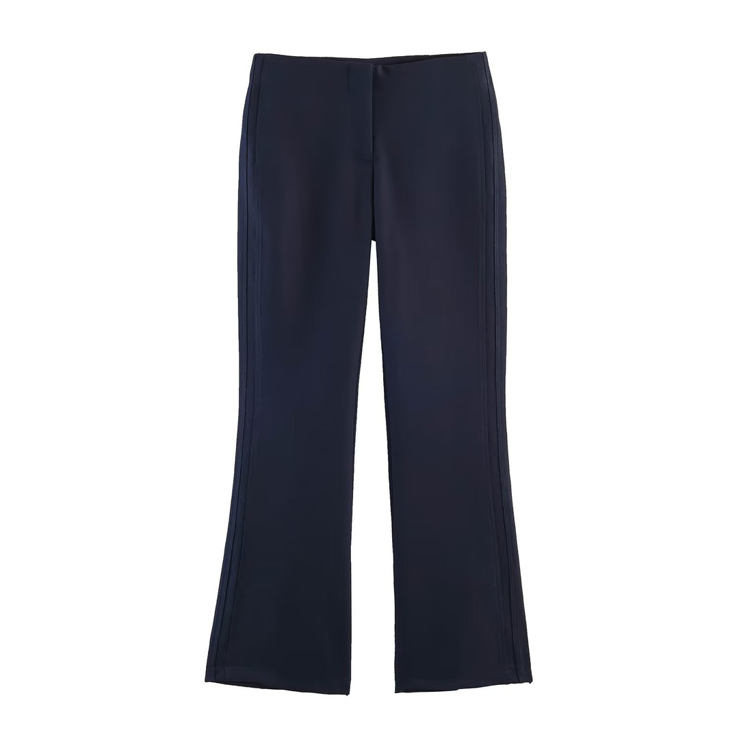 Women High-waisted Flared Trousers with Seam-Emphasized Sides and Stretch Mune Fashion