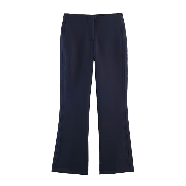 Women High-waisted Flared Trousers with Seam-Emphasized Sides and Stretch Mune Fashion
