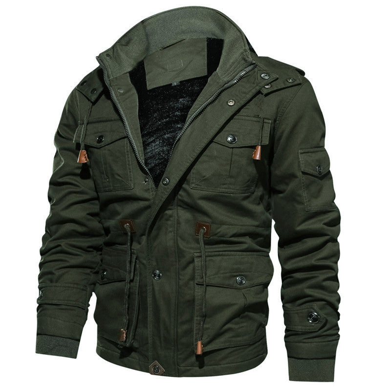 Men's Insulated Canvas Utility Parka with Teddy Fleece Lining and Multiple Pockets Mune Fashion