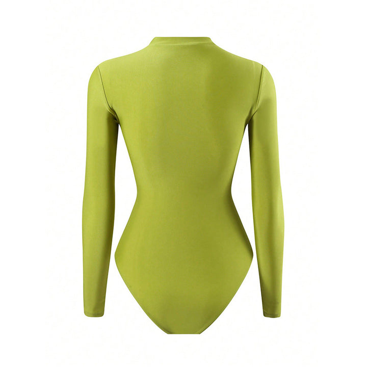 Women's UV Protection Long Sleeve Swimsuit with Floral Overlay Mune Fashion