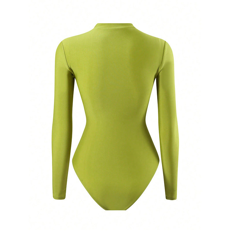 Women's UV Protection Long Sleeve Swimsuit with Floral Overlay Mune Fashion
