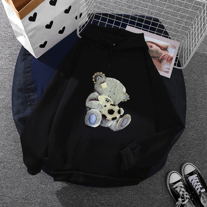 Ladies cozy hoodie with teddy application, soft fleece lining and kangaroo pocket Mune Fashion