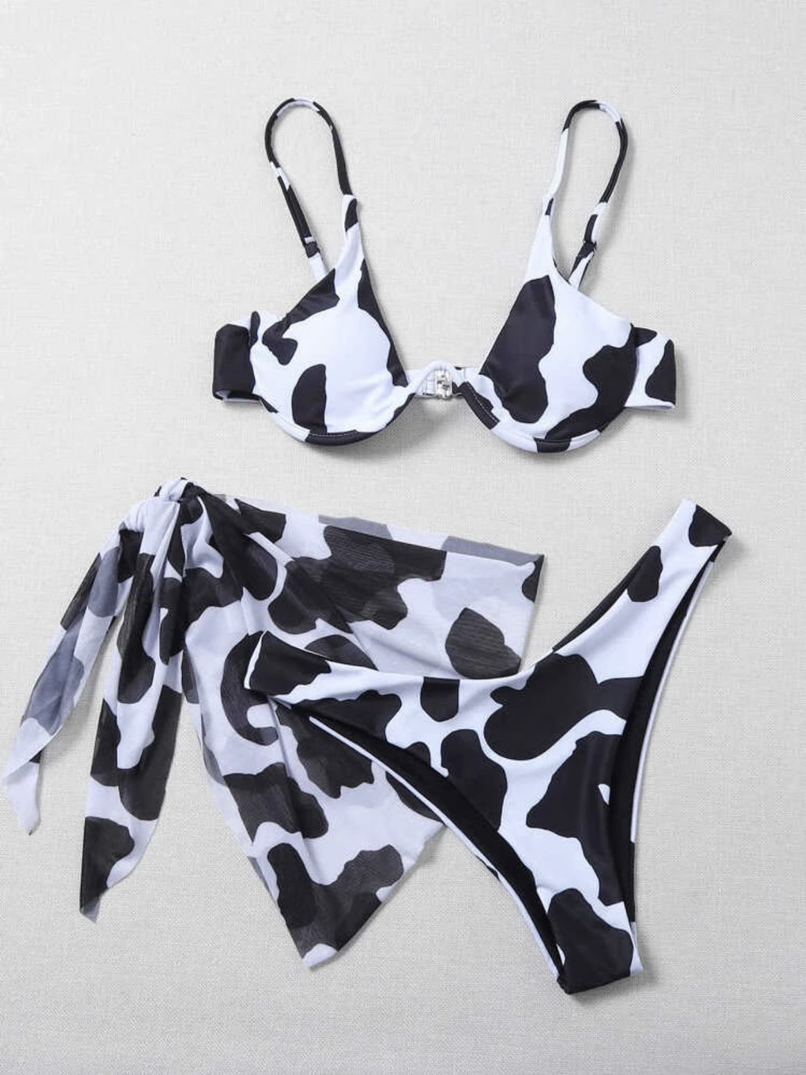 Women Triangle Bikini Set with Elegant Wrap Skirt Mune Fashion