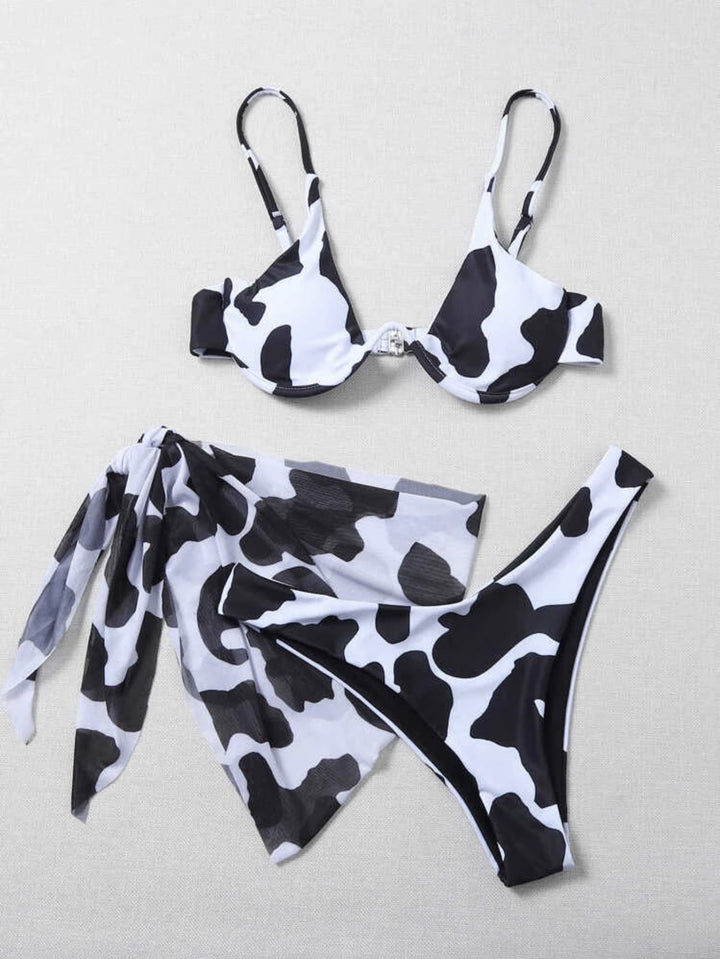 Women Triangle Bikini Set with Elegant Wrap Skirt Mune Fashion