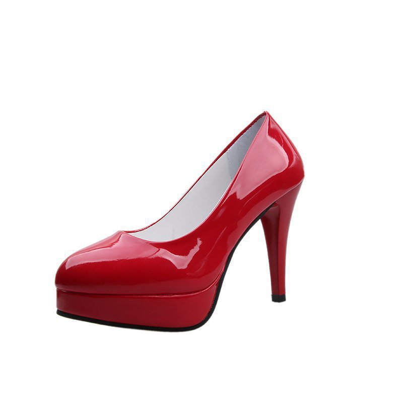 Women's Platform Pumps with Shiny Patent Leather and High Stiletto Heel Mune Fashion