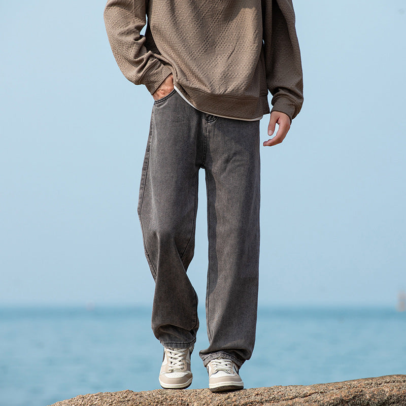Men's wide baggy jeans in vintage workwear look with relaxed fit and straight leg Drune