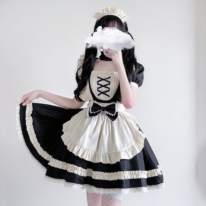 Women's Maid Costume with Ruffle Details and Bows Mune Fashion