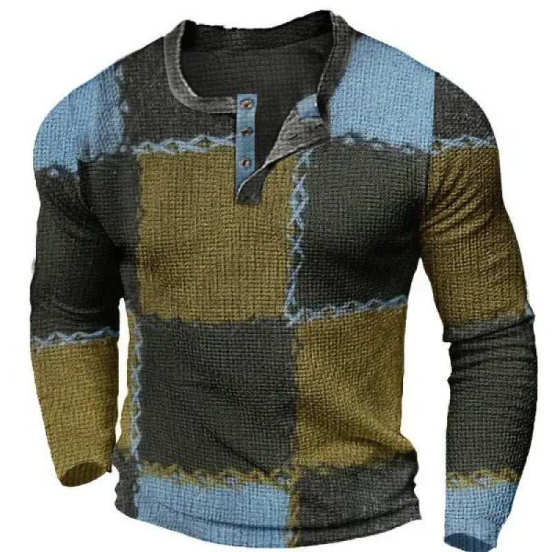 Men's sporty long-sleeve shirt with button placket Mune Fashion