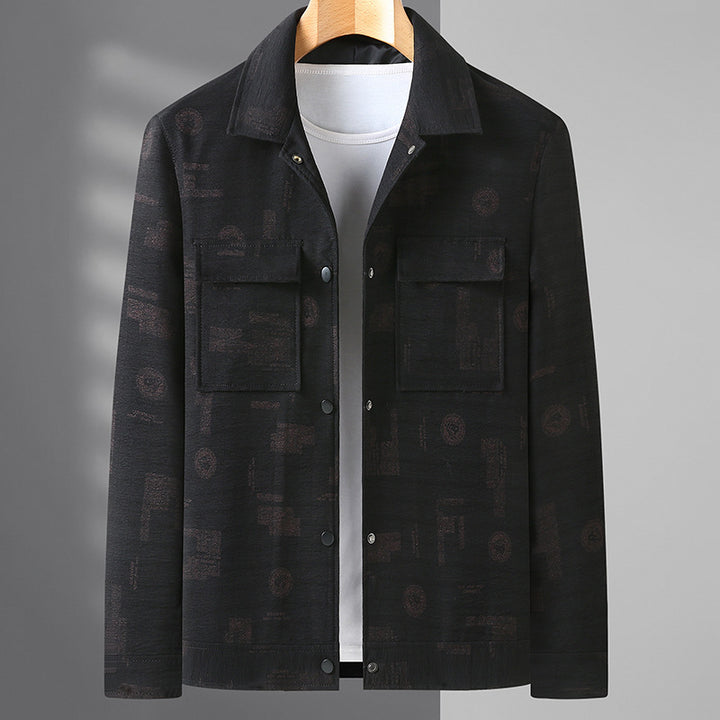 Men's lightweight textured overshirt with patch pockets and subtle all-over print Mune Fashion