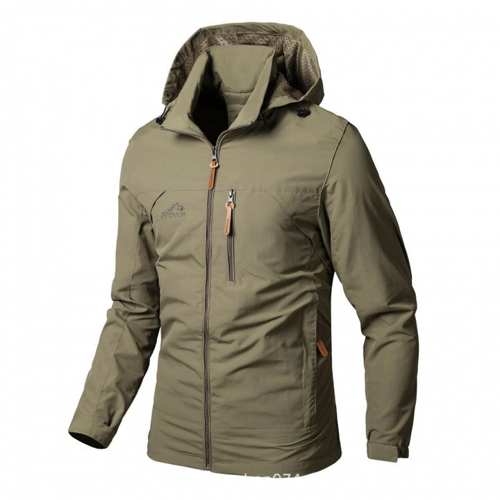 Men's lightweight water-repellent softshell jacket with hood and safety zipper Mune Fashion