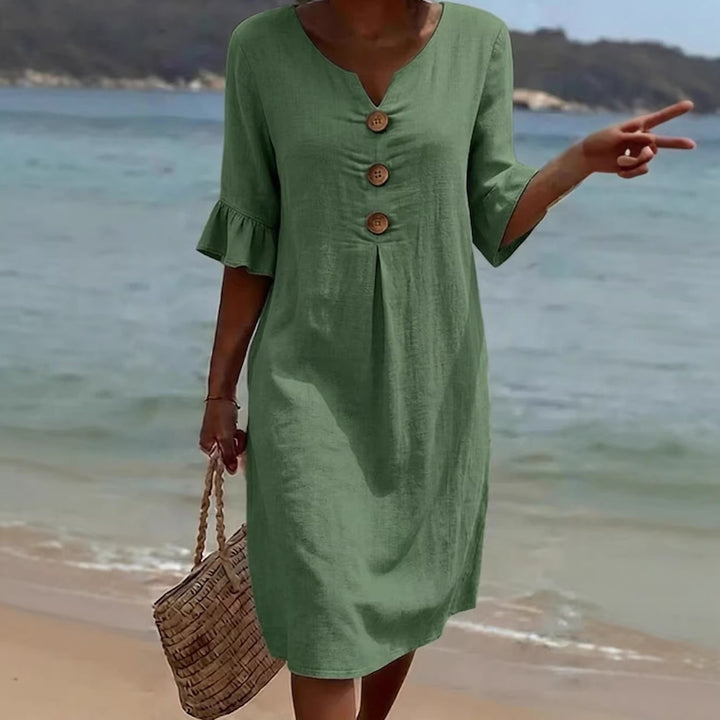 Women's Lightweight Summer Dress with Button Details Mune Fashion