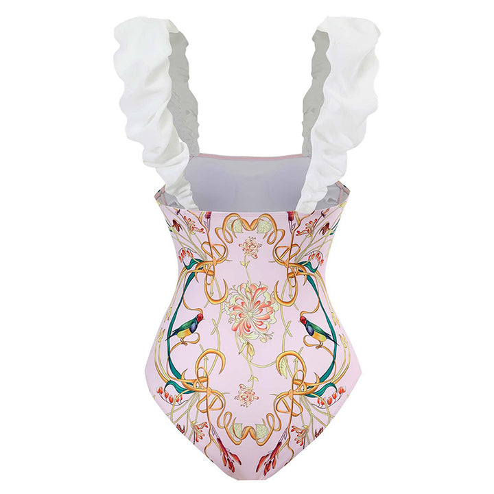 Women's One-Piece Swimsuit with Floral Ruffle Details Mune Fashion