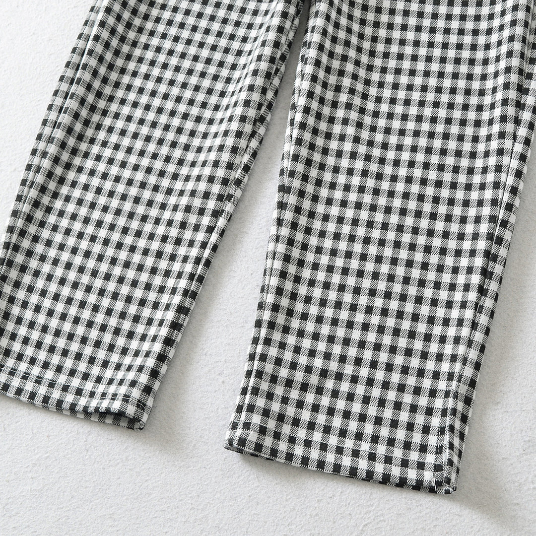 Ladies high-cut slim-fit pants with Vichy check and elastic waistband Mune Fashion