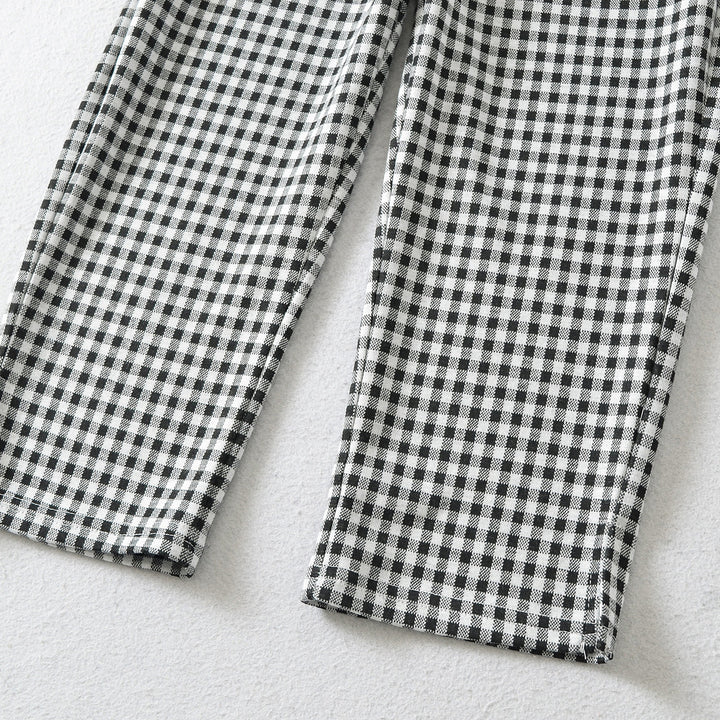 Ladies high-cut slim-fit pants with Vichy check and elastic waistband Mune Fashion