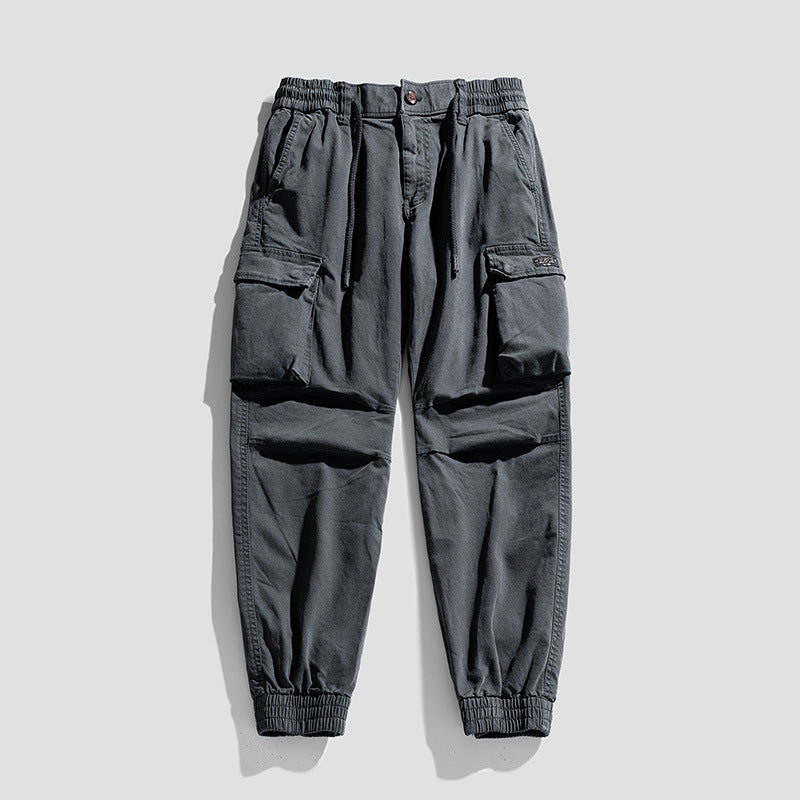 Men's Robust Cargo Jogging Pants in Utility Style with Drawstring Waistband, Flap Pockets, and Knee Panels Mune Fashion
