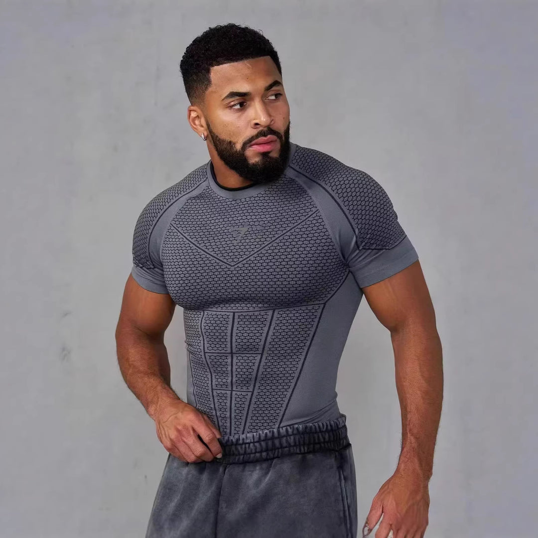 Men's muscle-shaping functional shirt with 3D structure and targeted compression zones Mune Fashion