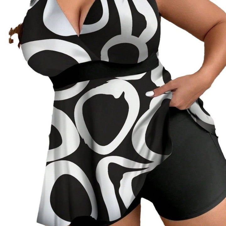 Women's Tankini Set with Playful Design and Figure-Flattering Blouse Mune Fashion