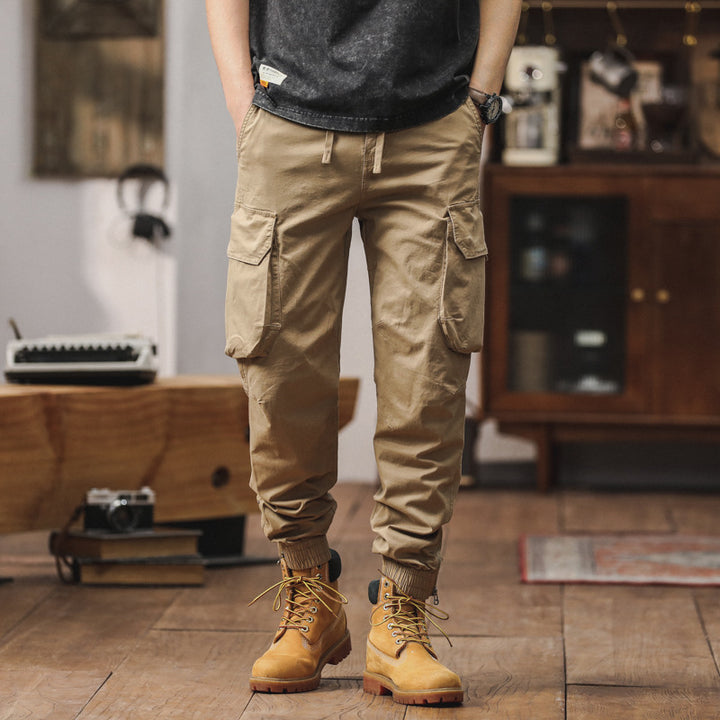 Men's Tactical-Style Cargo Joggers with Drawstring Waistband, Large Flap Pockets, and Ribbed Leg Openings Mune Fashion