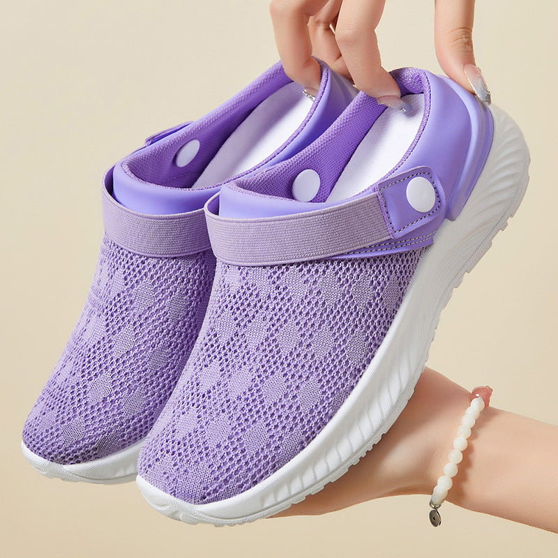 Women's breathable knit clog with adjustable heel strap and cushioned EVA platform sole Mune Fashion