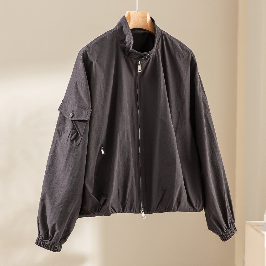 Women's short technical bomber jacket in oversized style with sleeve pocket and two-way zipper Mune Fashion